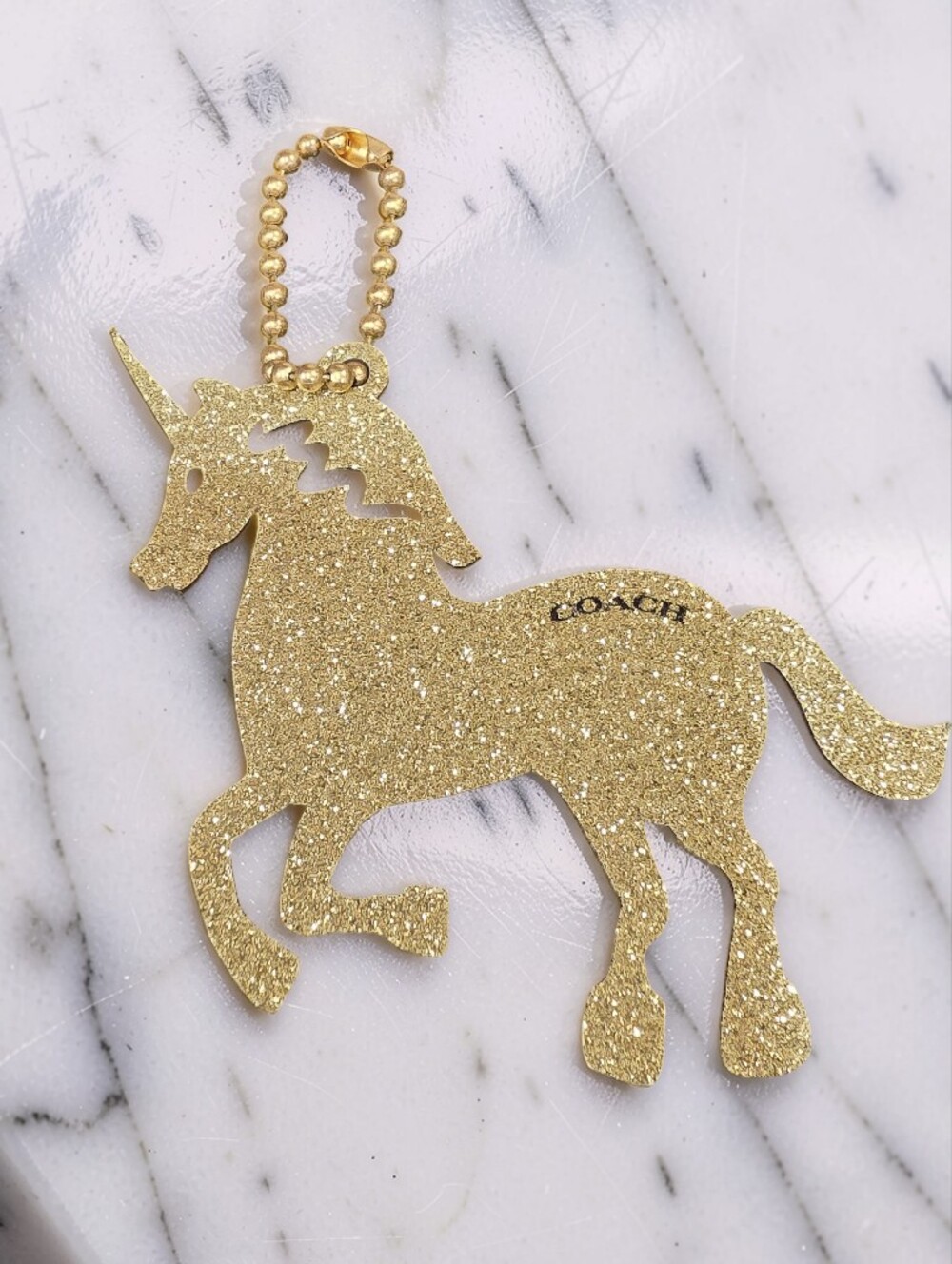 Coach Rare Ltd Edition Gold Glitter Unicorn Bag Charm